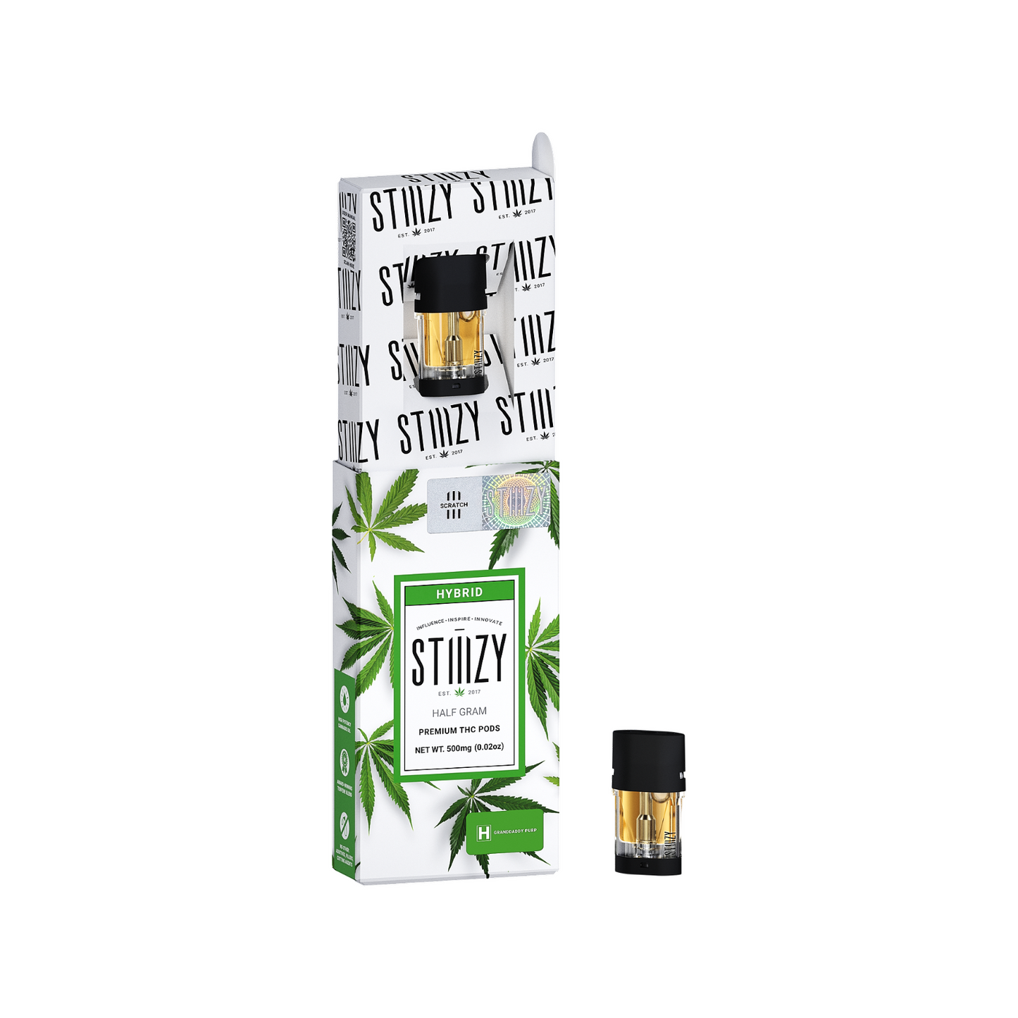 Pod Thc Stiiizy •  Granddady Purp - PREMIUM THC POD .5G / Kit Limpeza